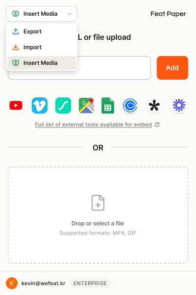 Inserting media through the plug-in