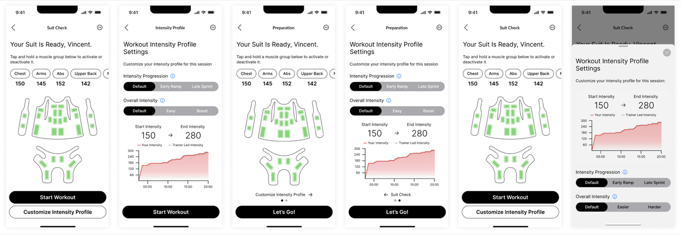 Workout Intensity Settings, Design solutions