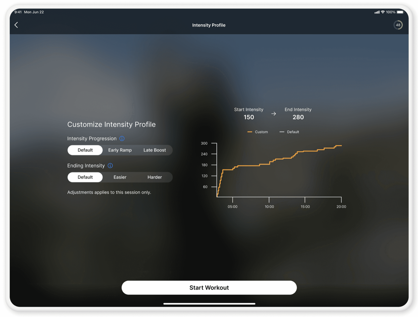 Workout Intensity Settings, Design solutions