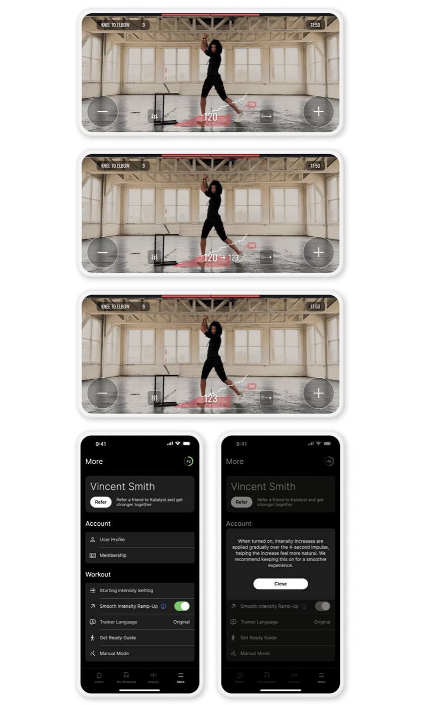 Workout Intensity Settings, Design solutions