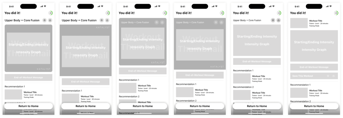 Guided Workout Programs, Second design solution: end-of-workout recommendations