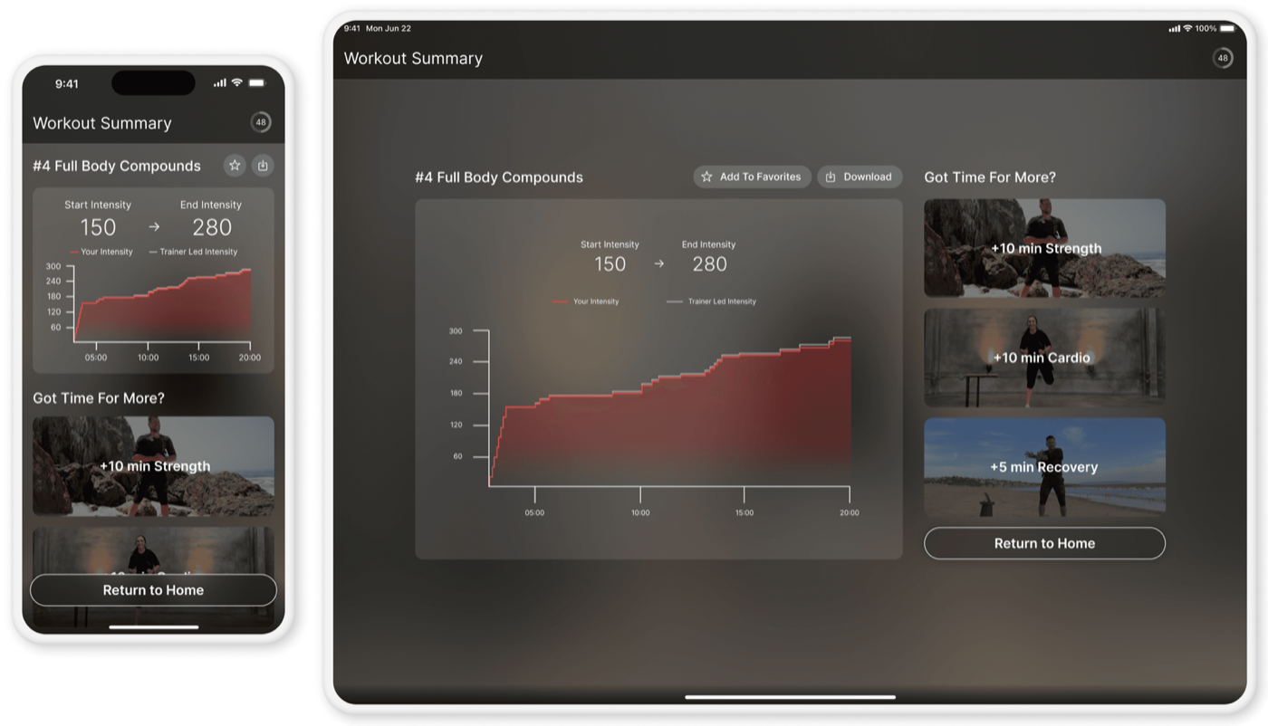 Guided Workout Programs, Second design solution: end-of-workout recommendations